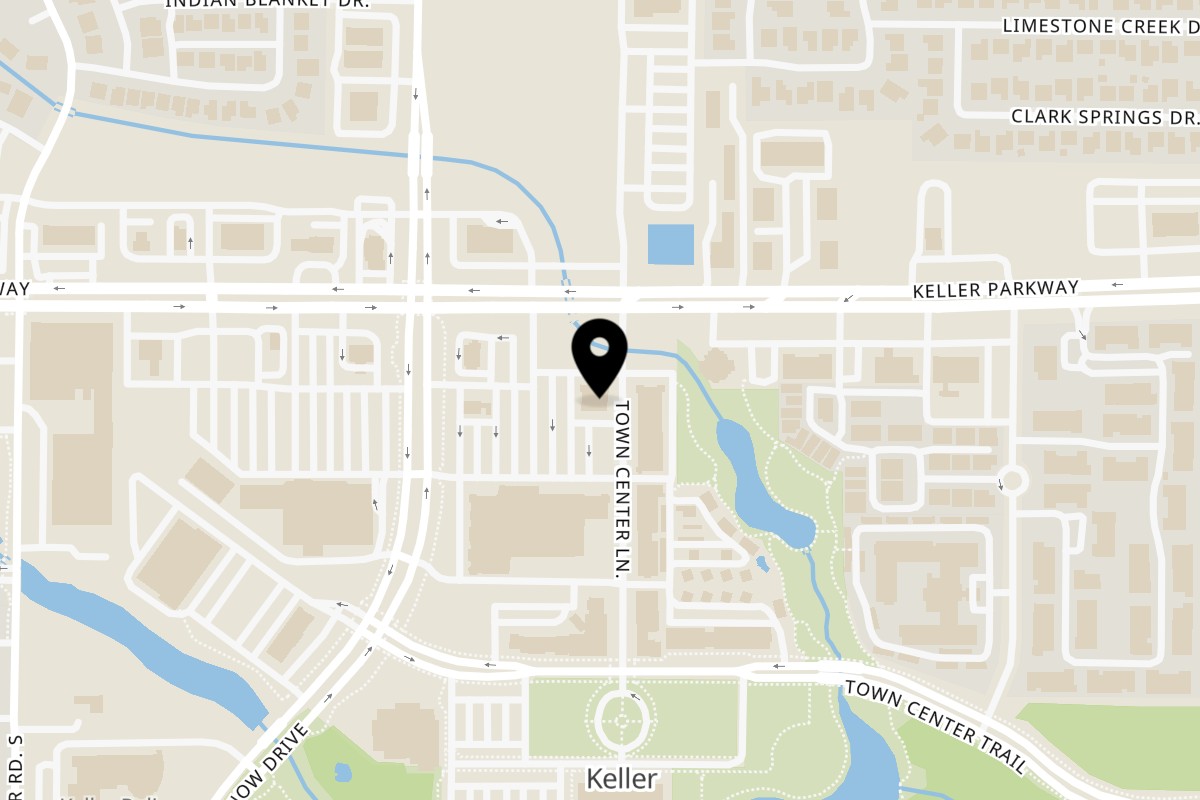 Map showing the location of Can Am Pizza Keller TX on 1004 Keller Pkwy in Keller