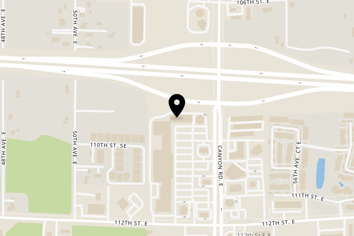 Map showing the location of Can Am Pizza Puyallup WA on 11012 Canyon Rd E in Puyallup