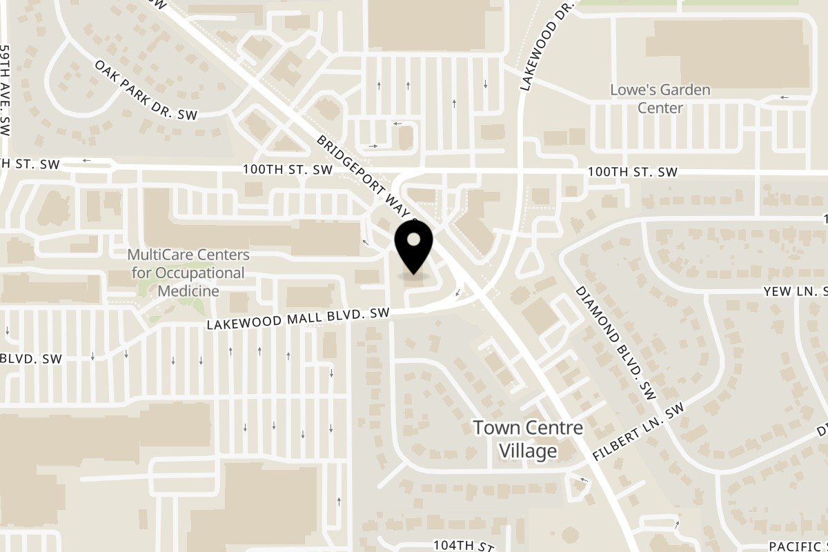 Map showing the location of Can Am Pizza Lakewood WA on 10112 Bridgeport Way SW in Lakewood